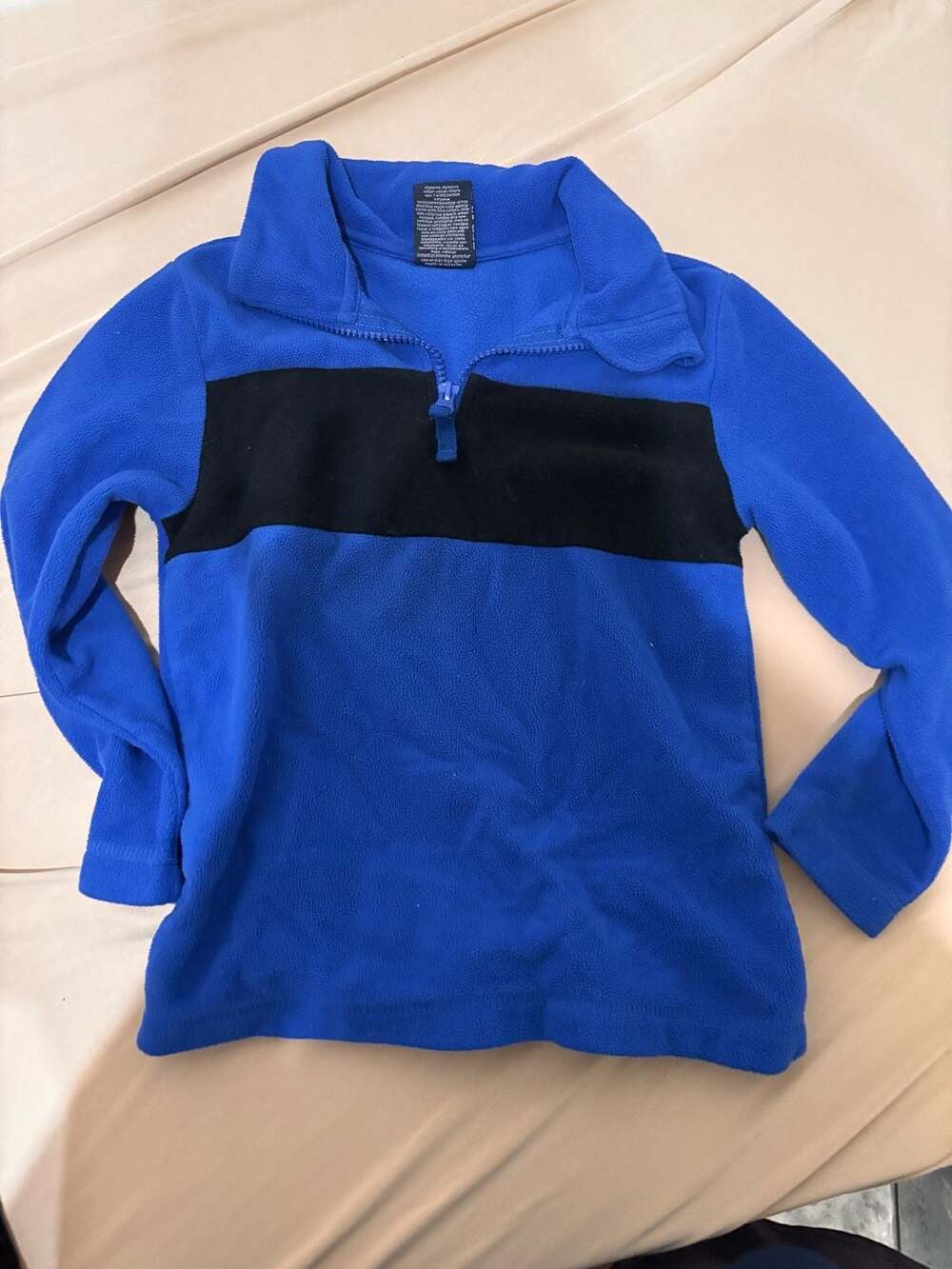 Faded Glory Fleece Pullover Size 5 Blue Black Half Zip